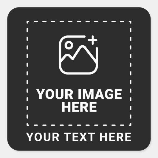 Upload uw afbeelding en tekst vierkante sticker (Voorkant)
