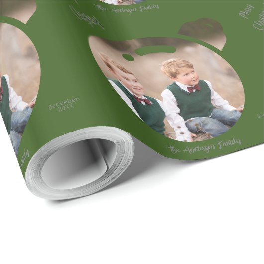Upload uw Afbeelding naar een kerstBauble Green Cadeaupapier (Rol Hoek)