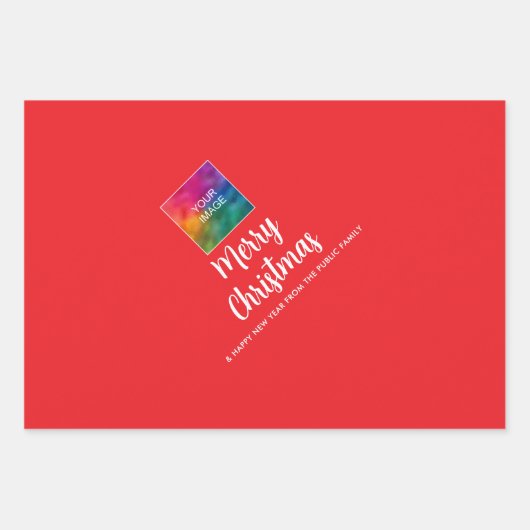 Upload uw bedrijf Logo Tekst Vrolijk Kerstfeest Inpakpapier Vel (Voorkant 3)