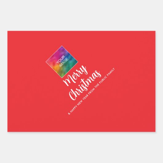 Upload uw bedrijf Logo Tekst Vrolijk Kerstfeest Inpakpapier Vel (Voorkant 2)
