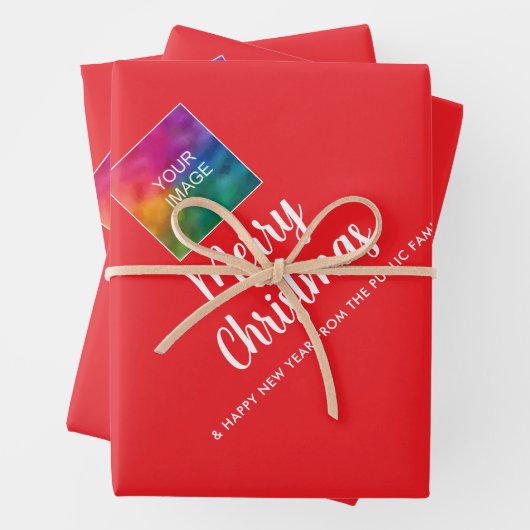 Upload uw bedrijf Logo Tekst Vrolijk Kerstfeest Inpakpapier Vel (In situ)