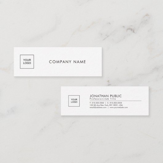 Upload Uw bedrijf Moderne Eenvoudige Sjabloon van Mini Visitekaartje (Voorkant / Achterkant)