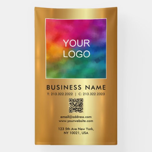 Upload uw bedrijfslogo QR-code verticaal groot Spandoek (Verticaal)