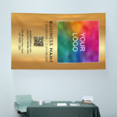 Upload uw bedrijfslogo QR-code verticaal groot Spandoek (Beurs)