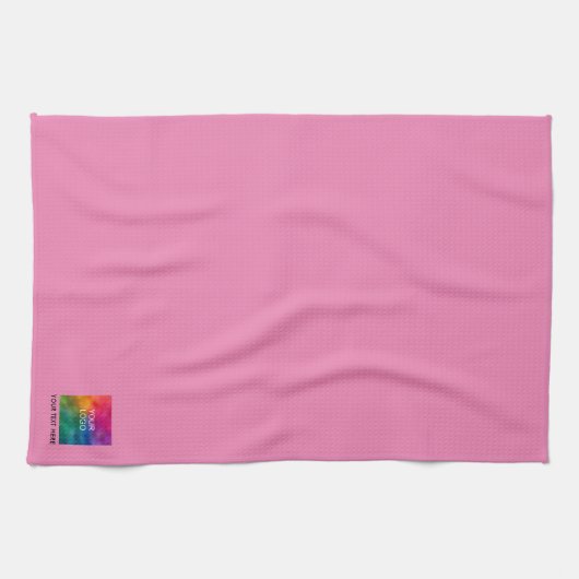 Upload uw Business Logo Text Custom Trendy Roze Theedoek (Horizontaal)