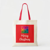 Upload uw Business Logo Vrolijk Kerstbudget Tote Bag (Voorkant)