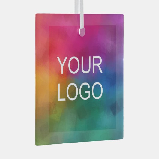 Upload uw eigen bedrijf Logo Custom Square Glas Ornament (Voorkant Rechts)
