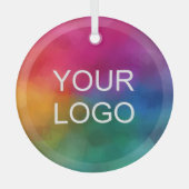 Upload uw eigen Business Logo Circle Glas Ornament (Voorkant)