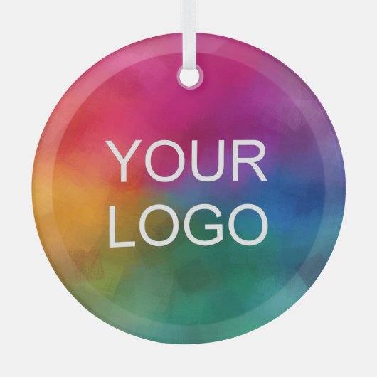 Upload uw eigen Business Logo Circle Glas Ornament (Voorkant)