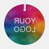 Upload uw eigen Business Logo Circle Glas Ornament (Achterkant)
