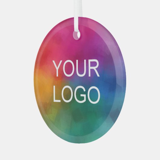 Upload uw eigen Business Logo Circle Glas Ornament (Voorkant links)