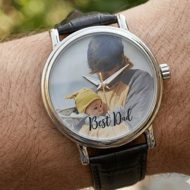 Upload Uw Eigen Foto | Aangepaste beste papa  Horloge (Creator heeft geüpload)