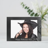 Upload uw eigen foto Spooky Halloween Tree Border Kaart (Staand voorkant)