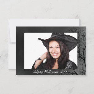 Upload uw eigen foto Spooky Halloween Tree Border Kaart