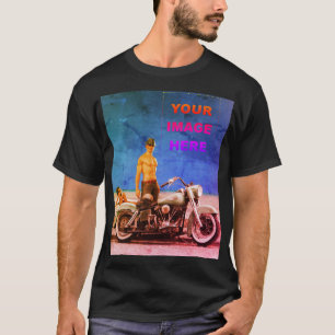 Upload uw eigen kunst of foto met levendige zwarte t-shirt