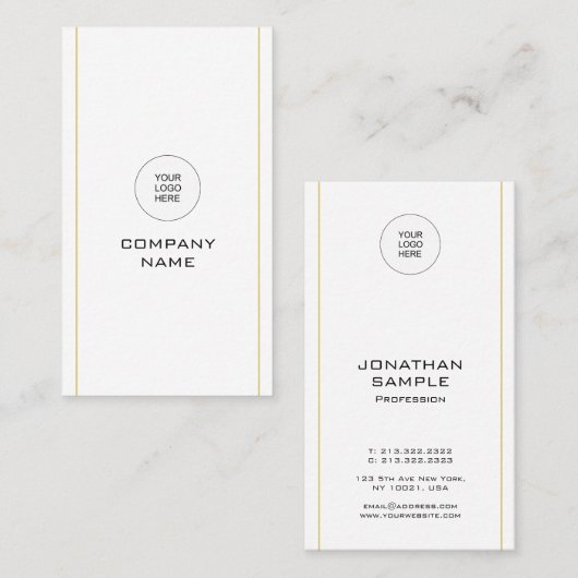 Upload uw eigen Logo Verticale Sjabloon Moderne Visitekaartje (Voorkant / Achterkant)