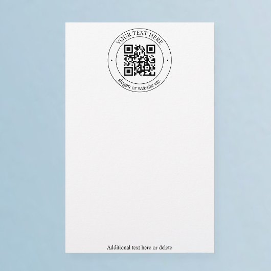 Upload uw eigen QR-code en aanpasbare tekst Briefpapier