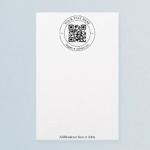 Upload uw eigen QR-code en  tekst Briefpapier