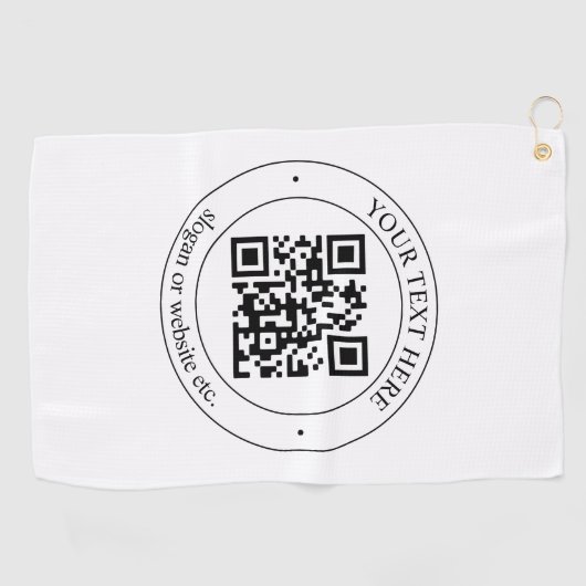 Upload uw eigen QR-code en  tekst Golfhanddoek (Horizontaal)