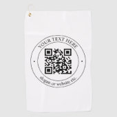 Upload uw eigen QR-code en  tekst Golfhanddoek (Voorkant)