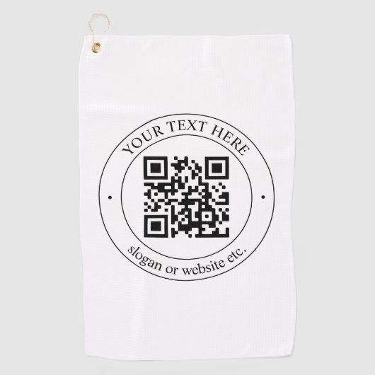 Upload uw eigen QR-code en  tekst Golfhanddoek (Voorkant)