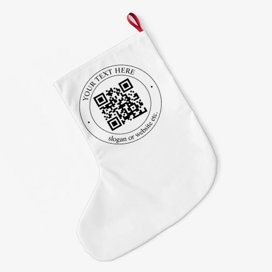 Upload uw eigen QR-code en  tekst Grote Kerstsok (Achterkant (Hangend))