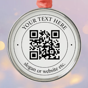 Upload uw eigen QR-code en tekst Metalen Ornament