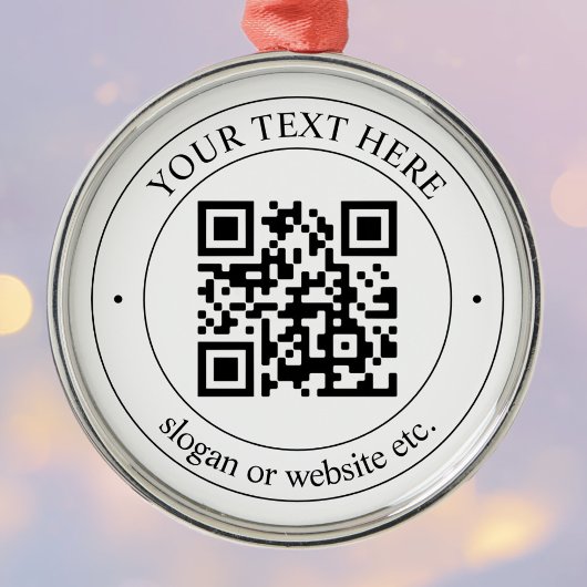 Upload uw eigen QR-code en  tekst Metalen Ornament