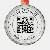 Upload uw eigen QR-code en  tekst Metalen Ornament (Voorkant)