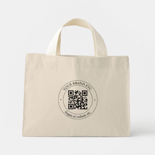 Upload uw eigen QR-code en tekst Mini Tote Bag (Achterkant)