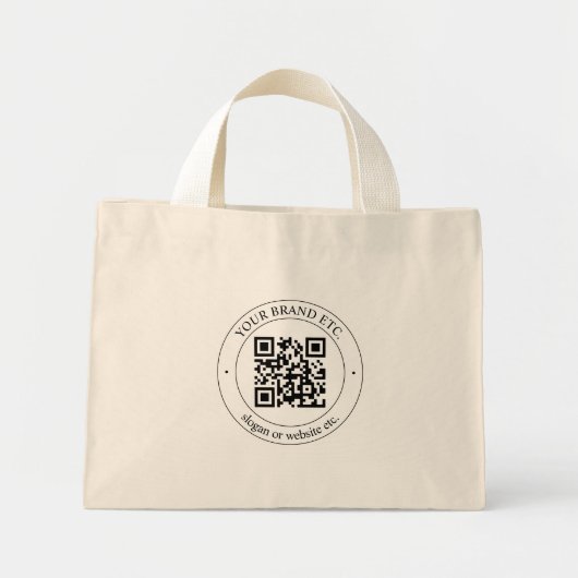 Upload uw eigen QR-code en  tekst Mini Tote Bag (Voorkant)