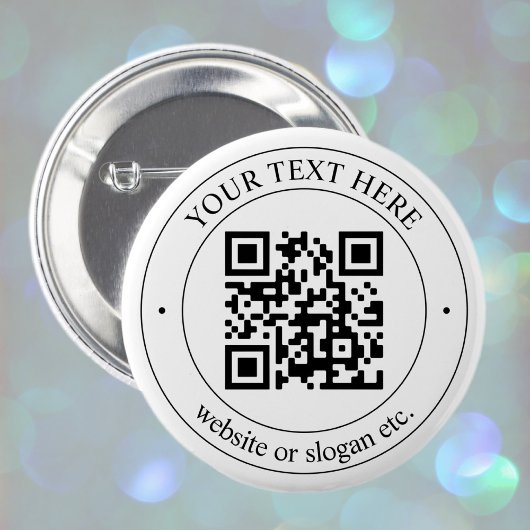 Upload uw eigen QR-code en tekst Ronde Button 5,7 Cm
