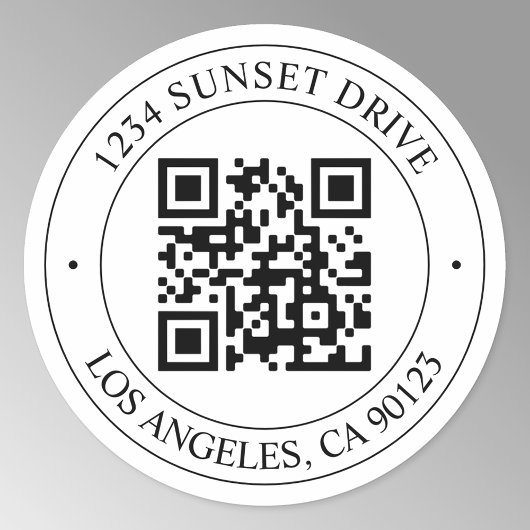 Upload uw eigen QR-code en  tekst Ronde Sticker