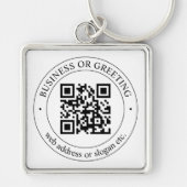 Upload uw eigen QR-code en tekst Sleutelhanger (Voorkant)