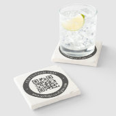 Upload uw eigen QR-code en tekst Stenen Onderzetter (Zijkant)