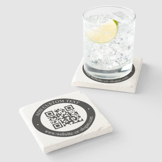 Upload uw eigen QR-code en tekst Stenen Onderzetter (Zijkant)