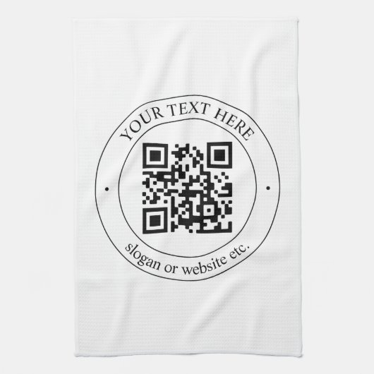 Upload uw eigen QR-code en tekst Theedoek (Verticaal)