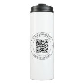 Upload uw eigen QR-code en  tekst Thermosbeker (Voorkant)