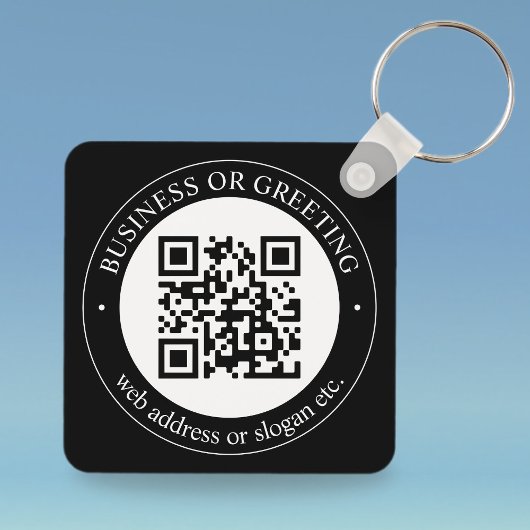 Upload uw eigen QR-code en Text Keycha Sleutelhanger