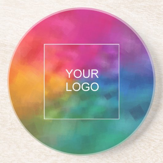 Upload uw eigen zakelijke Logo in deze ronde zands Zandsteen Onderzetter (Voorkant)