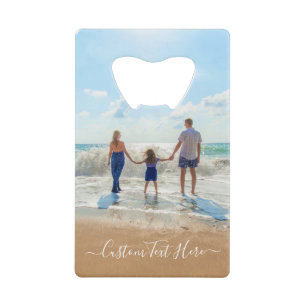 Upload Uw Familie Foto Flesopener Aangepaste Tekst Creditkaart Flessenopener