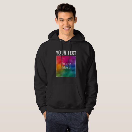 Upload uw foto Afbeelding Front Design Mannen Zwar Hoodie (Voorkant volledig)