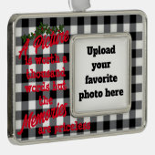 Upload uw foto buffalo check quote kerstmis of verzilverd omlijst ornament (Rechts)
