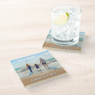 Upload Uw Foto Glas Coaster Voeg Tekst Naam Toe Glazen Onderzetter