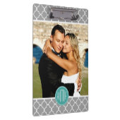 Upload uw foto - Grijs Quatrefoil Mint Monogram Klembord (Rechts)