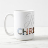 Upload uw foto in de tekst Happy Christmas Koffiemok (Links)