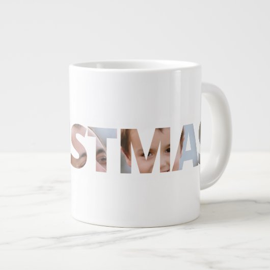 Upload uw foto in tekst Kerstmis Grote Koffiekop (Voorkant rechts)