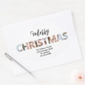 Upload uw foto in tekst Kerstmis Ovale Sticker (Envelop)