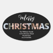 Upload uw foto in tekst Kerstmis Ovale Sticker (Voorkant)