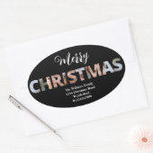 Upload uw foto in tekst Kerstmis Ovale Sticker (Envelop)